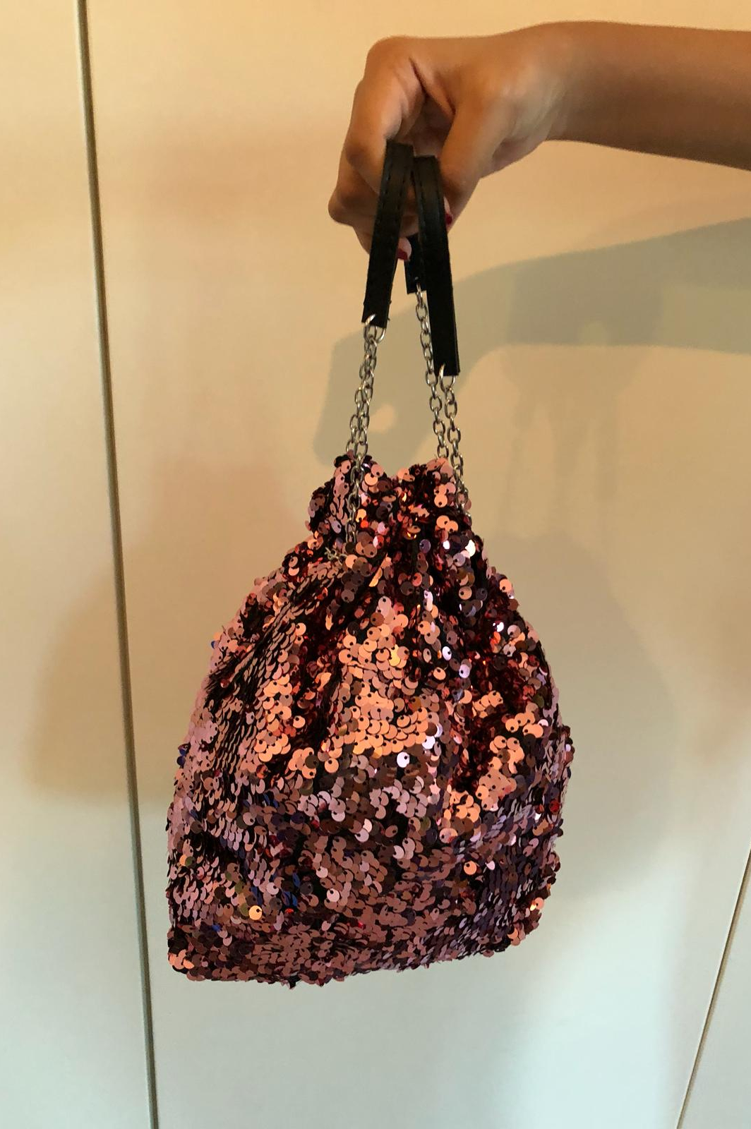 Shop Handmade Drawstring Pink Sequence Bag for AED 250 by Rania El ...