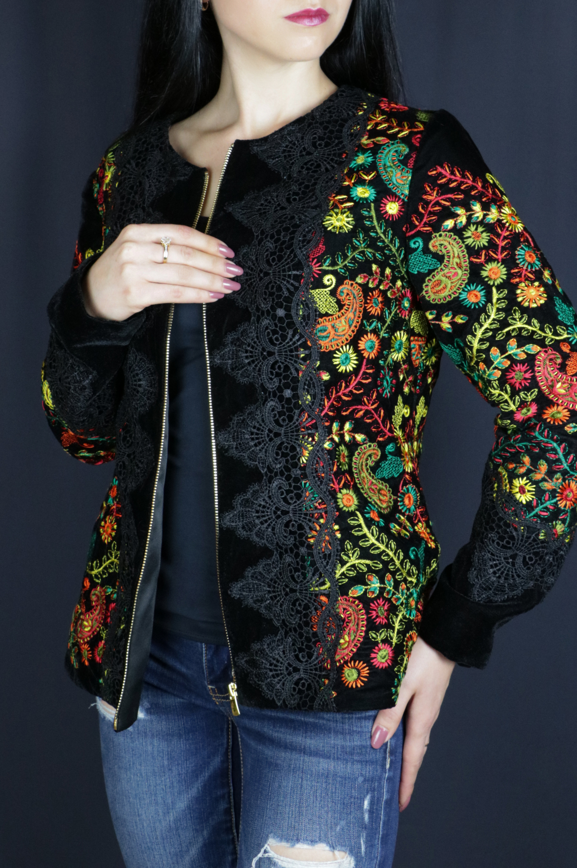Shop Velvet Embroidered Jacket for AED 490 by ViKtoria Fashion House ...