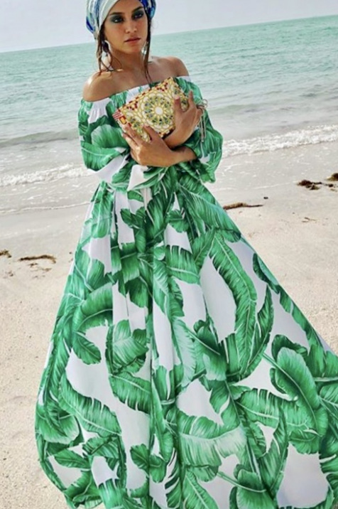 Shop Tropical Leaf Dress for AED 600 by ...