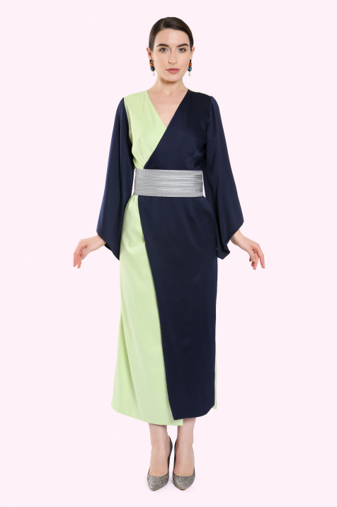 Shop Green Silk dress for AED 850 by L'MANE | Women Evening Dresses on