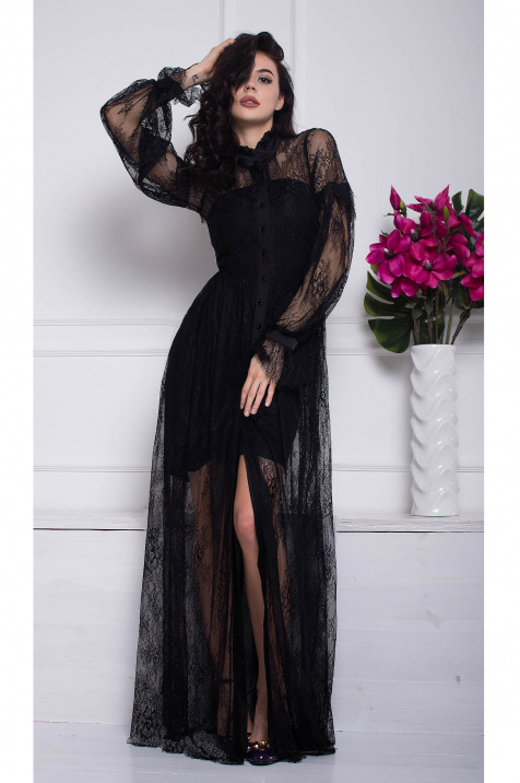 Shop Maxi Black Lace Dress for AED 657 ...