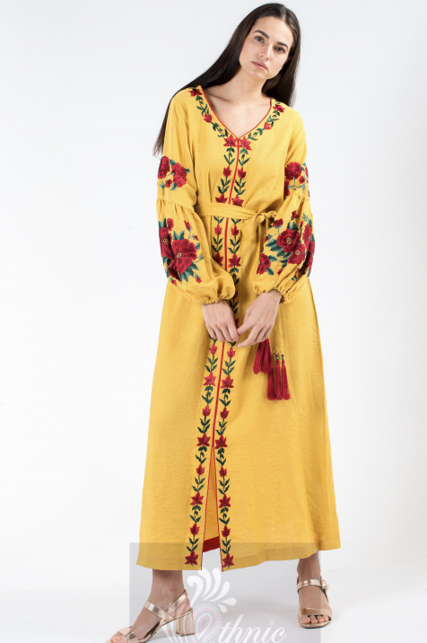 Shop Cotton Silk Embroidered Jalabiya Dunes De Sables for AED 998.75 by ...